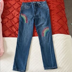 Cat & Jack Blue Jeans with Colorful Rainbow Patches